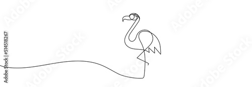 Continuous line drawing Flamingo. Logo, outline on a white background.Line art.