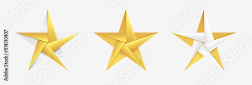 Golden star. Origami Christmas star made of gold foil.