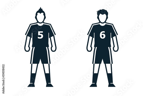 Soccer Player, People and Clothing icons with White Background