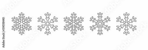 Thinline snowflake silhouette icon. Snow flake stencil blueprint