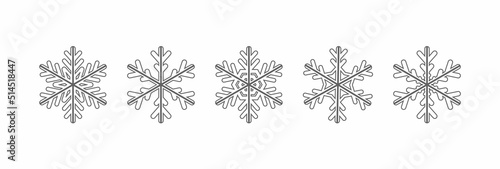 Thinline snowflake silhouette icon. Snow flake stencil blueprint