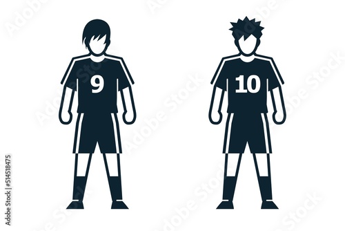 Soccer Player, People and Clothing icons with White Background