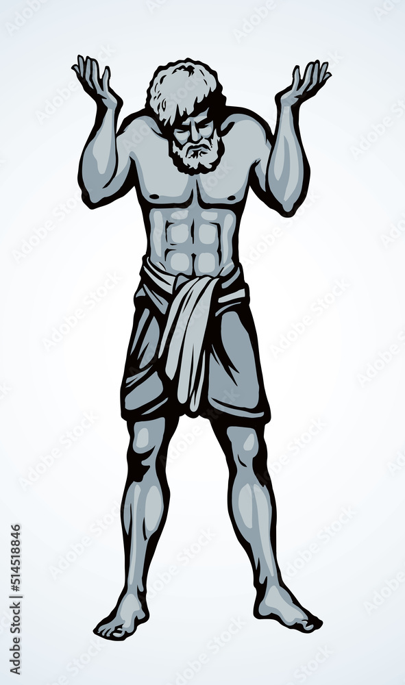 Atlas keeps the earth on their shoulders. Vector drawing silhouette Atlas keeps the earth on their shoulders. Vector drawing silhouette