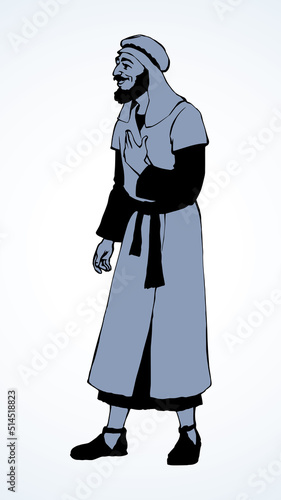 Jewish man in old clothes. Vector drawing