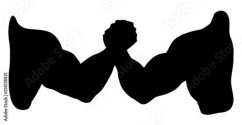 Hand wrestling contest. Vector drawing