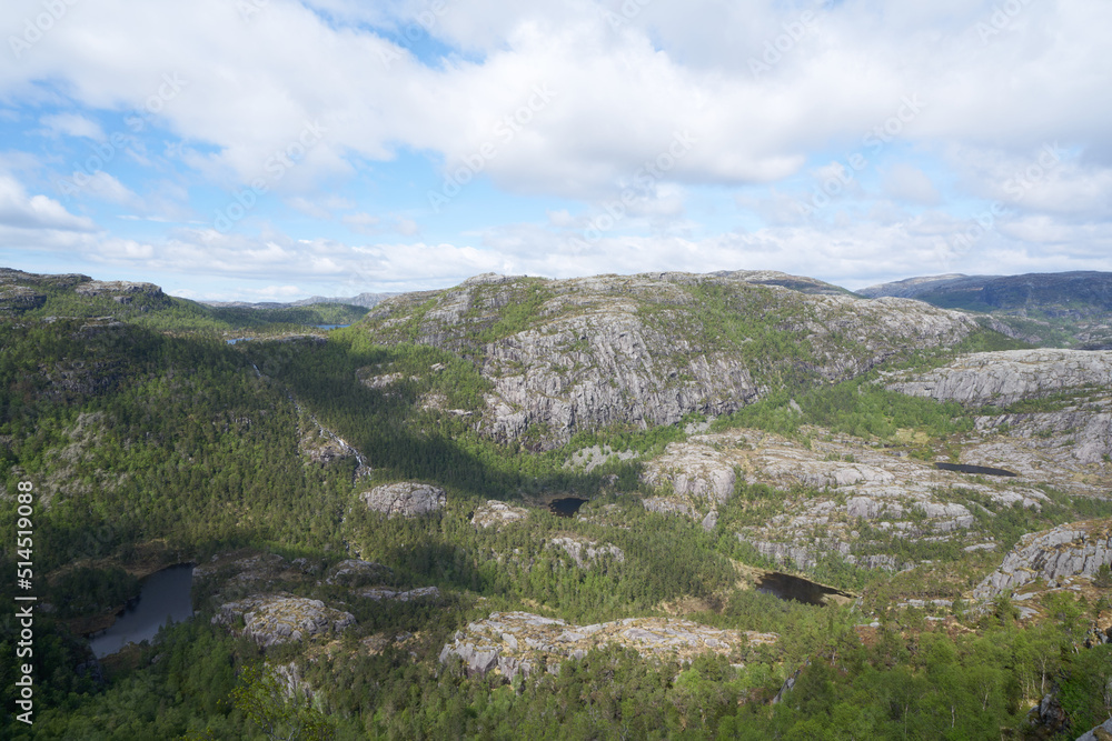 landscape in norway on the track to preikestolen