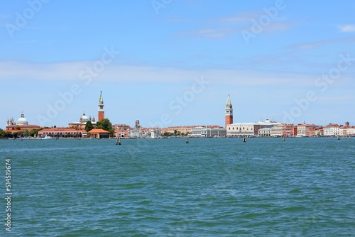 Wide angle view of Venice Island and Adriatic Sea during lockdown