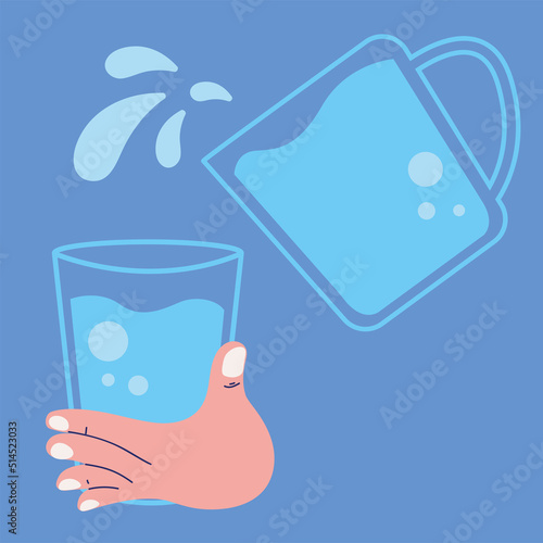 pouring water in glass