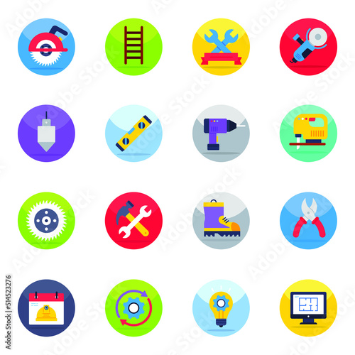 Pack of Repair Tools Flat Icons
