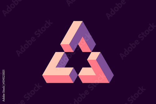 Abstract soft pink and violet impossible triangle