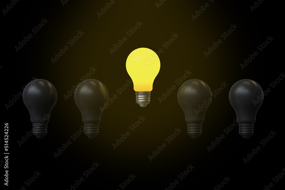 Obraz Creative Idea and Innovation Lightbulb. 3d Rendering fototapeta, plakat