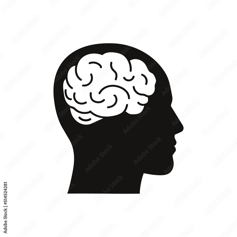 Brain in head icon design. Vector illustration. Brain in head icon design. Vector illustration.
