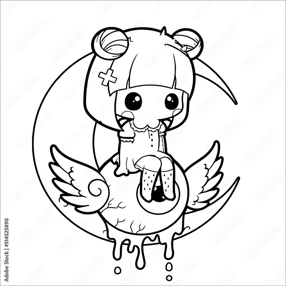 Premium Vector  Kawaii coloring page for kids