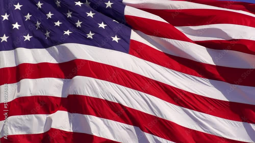 US Flag blowing in the breeze. Shot with a high-speed camera