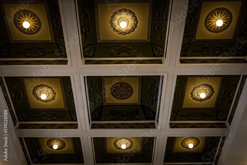 Old fashioned coffered ceiling in North River Terminal building photo