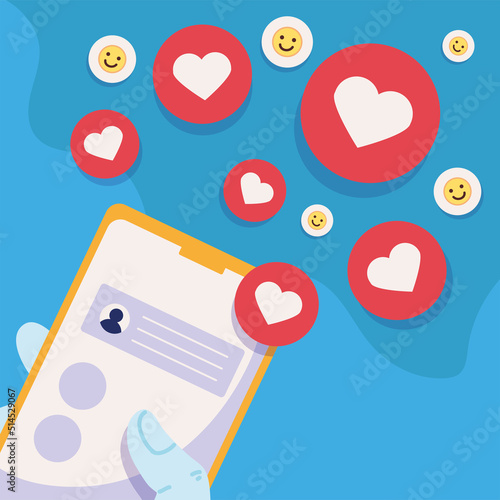 hand with phone sending message