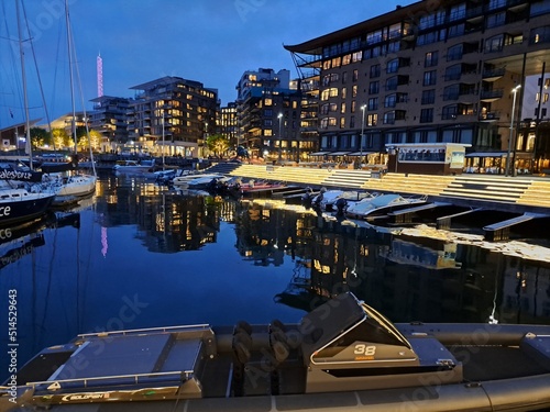 Canvas Print boats in the harbor at night