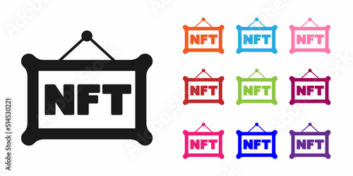 Black NFT Digital crypto art icon isolated on white background. Non fungible token. Set icons colorful. Vector
