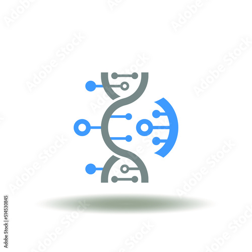 Vector illustration of dna helix decoding. Symbol of  spiral sequence. Icon of DNA engineering. Sign of deoxyribonucleic acid modification.