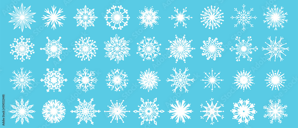 Large collection of winter snowflakes.Vector graphics. Large collection of winter snowflakes.Vector graphics.