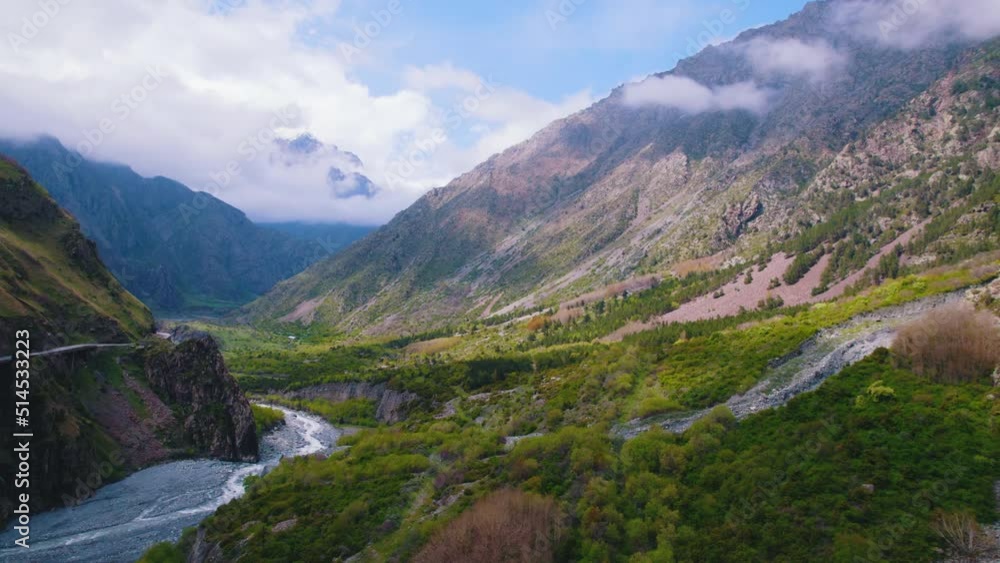 beautiful aerial view of Dariali gorge and the Caucasus Mountains, Georgia. High quality 4k footage beautiful aerial view of Dariali gorge and the Caucasus Mountains, Georgia. High quality 4k footage