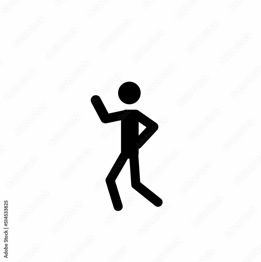 happy dancing stick man, pictogram, silhouette of a human figure isolated on a white background