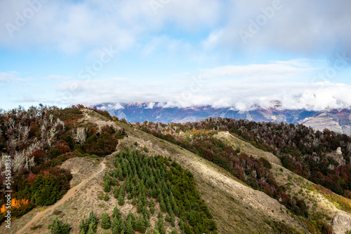 View of the Andes mountains from Cerro Otto, in Autumn, Bariloche, Argentina