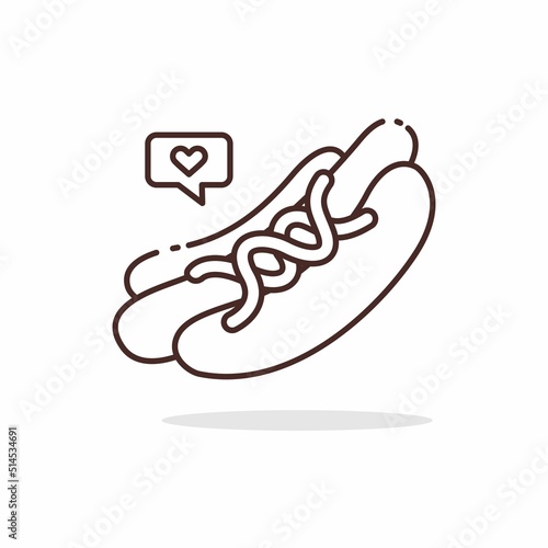 Illustration vector graphic of Hot Dog. Hot Dog line art style isolated on a white background. The illustration is suitable for book menus, banners, flyers, stickers, cards, etc.