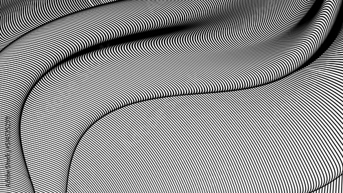Vector 3d striped waves. Abstract composition, curve lines. Amazing three dimensional background for presentation, wallpaper, interior wall decor. Opical illusion. Vector without gradient