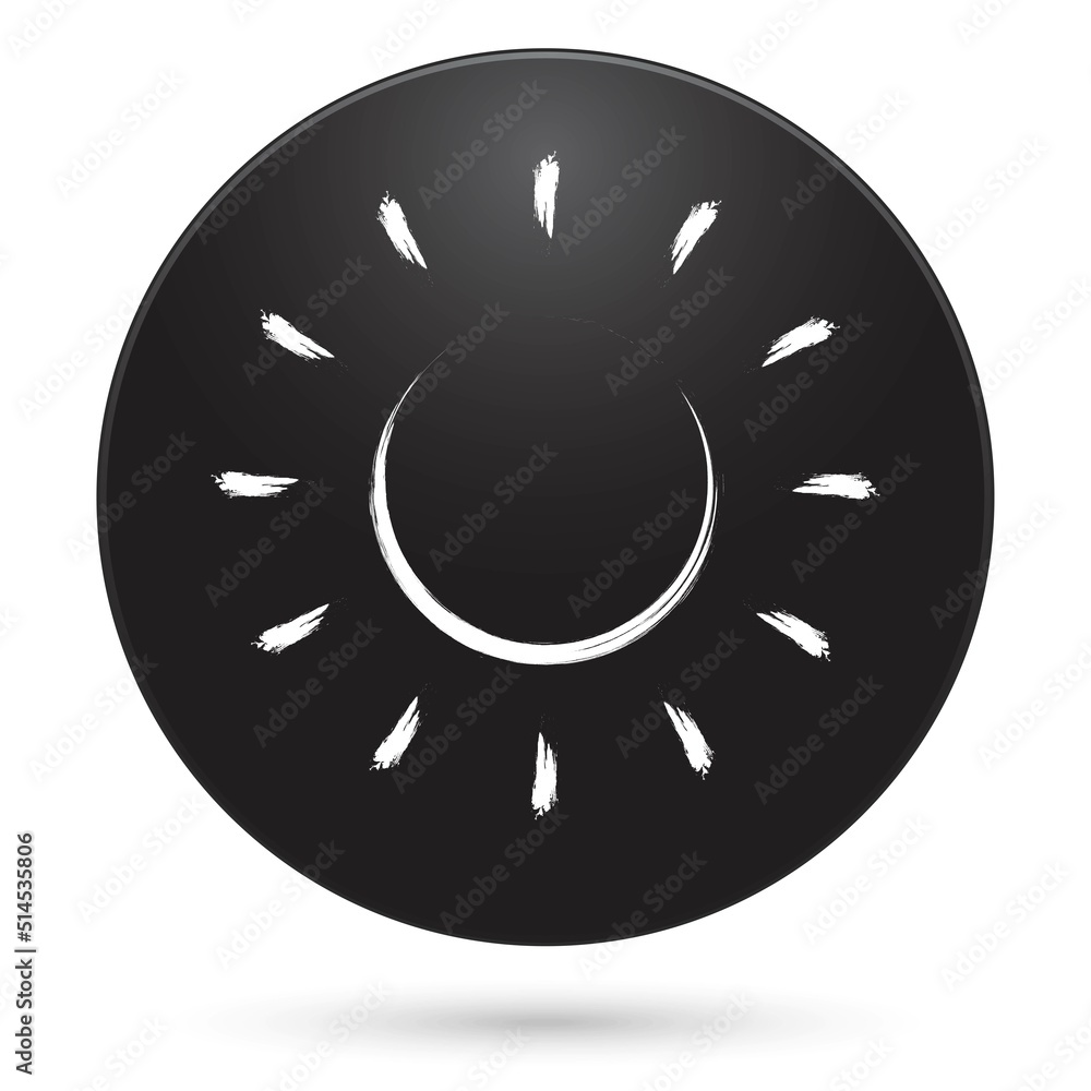 Sun icon, black circle button, vector illustration. Sun icon, black circle button, vector illustration.
