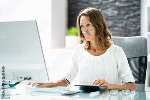 Sick Patient Using Oxygen Cannula