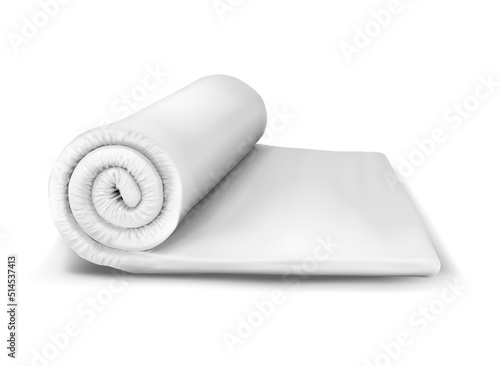 Mattress single isolated on white background, comfortable orthopedic mattress