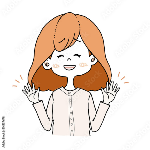 困った表情で「気にしないで」と明るく振る舞う女の子のイラスト