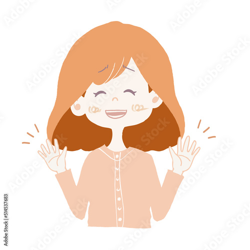 困った表情で「気にしないで」と明るく振る舞う女の子のイラスト
