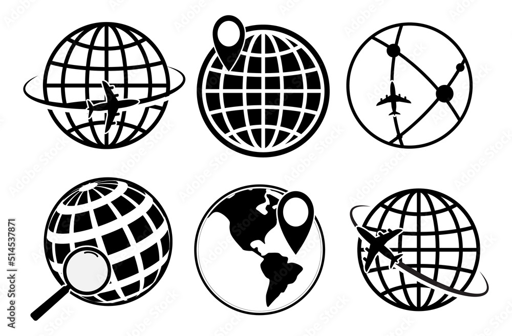 set of world map globe icon isolated. eps vector set of world map globe icon isolated. eps vector