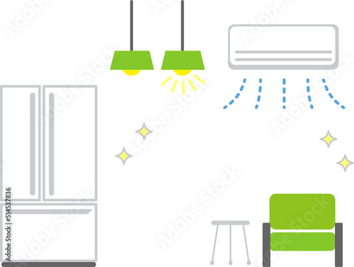 家庭の大型家電　節電対策　グリーン