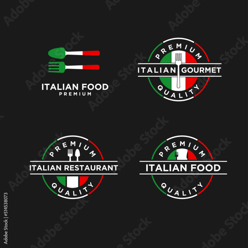 Set of Italian food vector logo design illustration 