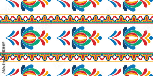 Ikat motif ethnic textile seamless pattern design. Aztec fabric carpet mandala ornaments textile decorations wallpaper. Tribal boho native ethnic flower floral traditional embroidery vector background