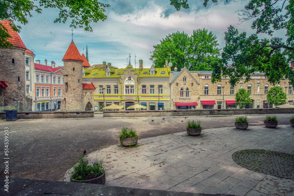 Old Tallinn next to Viru Gate in Tallinn and garden Old Tallinn next to Viru Gate in Tallinn and garden