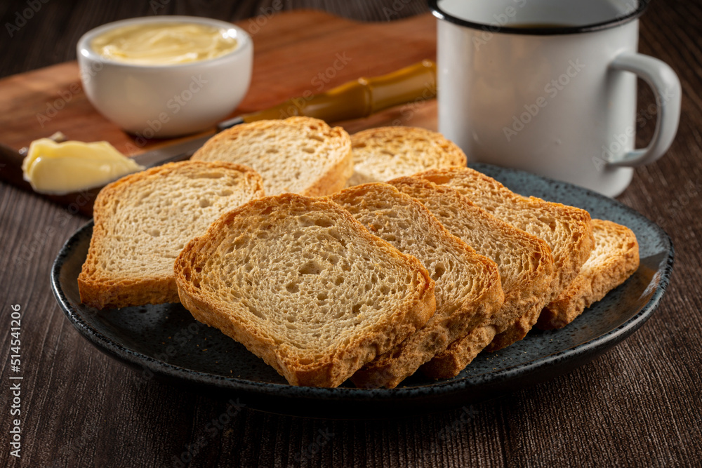Healthy wholemeal toast with butter and coffee. Healthy wholemeal toast with butter and coffee.