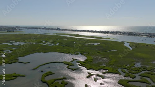 Aerial 4k drone footage Masonboro Island approaching Wrightsville Beach North Carolina photo