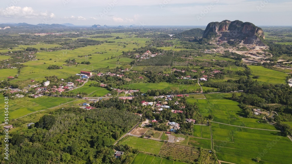 The Limestone Keteri Hill and The Surrounding Rice Paddy Fields