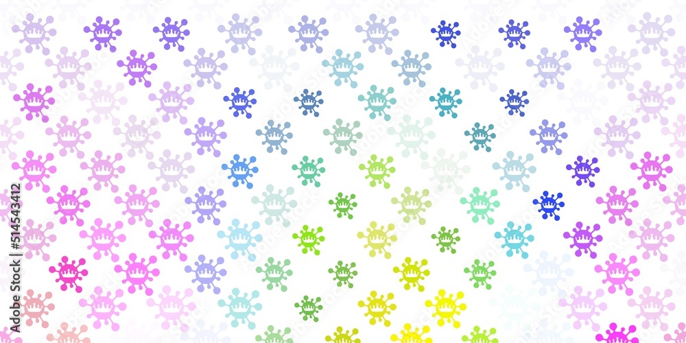 Light Multicolor vector background with covid-19 symbols.