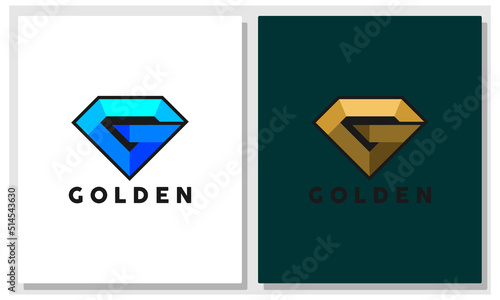 G logo like diamond with golden lettering