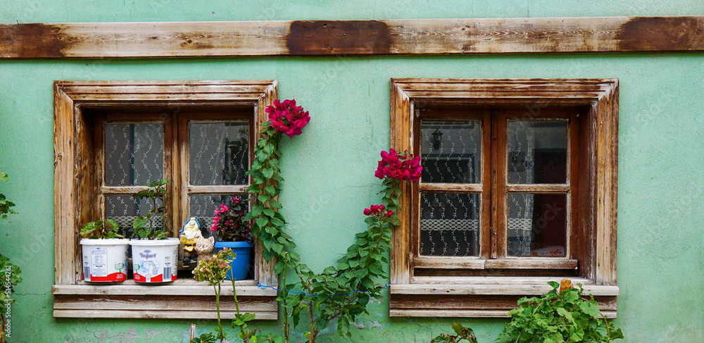 wonderful flowers and windows in touristic place