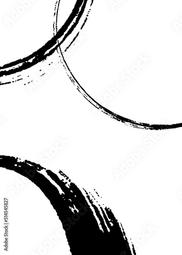 筆と墨汁で描いた円のイメージ和風背景