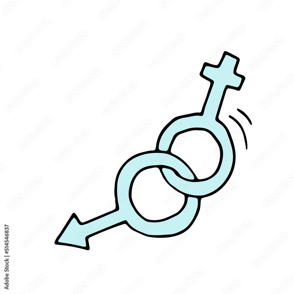 Symbol of woman and Venus. Symbol of man and Mars. Alchemical symbol of copper and iron. gender. Doodle. Drawn by hand. Vector. Symbol of woman and Venus. Symbol of man and Mars. Alchemical symbol of copper and iron. gender. Doodle. Drawn by hand. Vector.