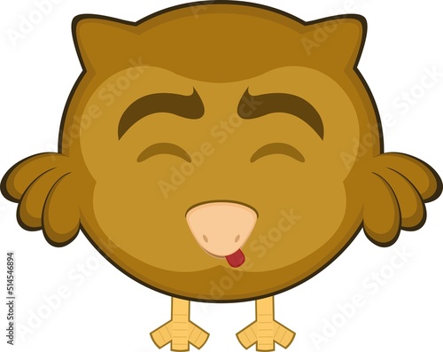 Vector illustration of a cartoon owl an expression of yummy that delicious