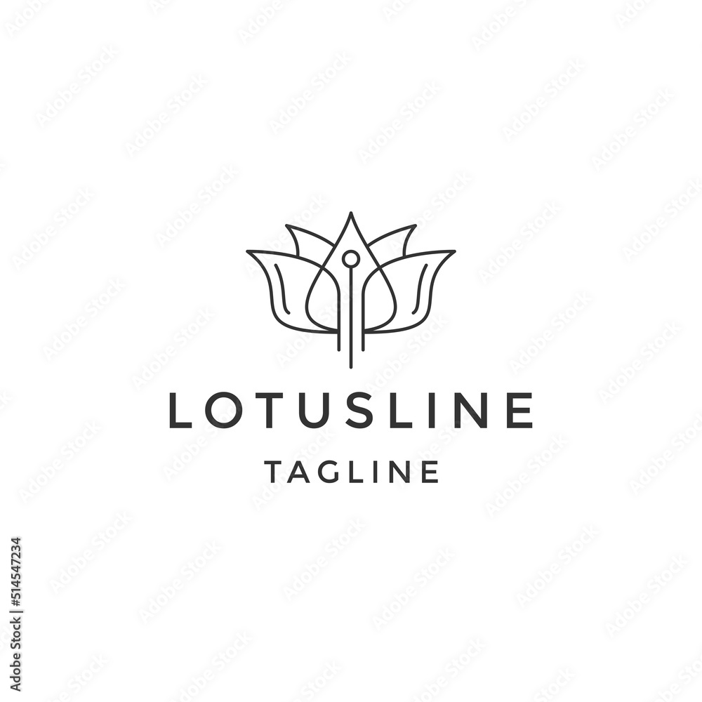 Lotus flower line logo icon design template flat vector Lotus flower line logo icon design template flat vector