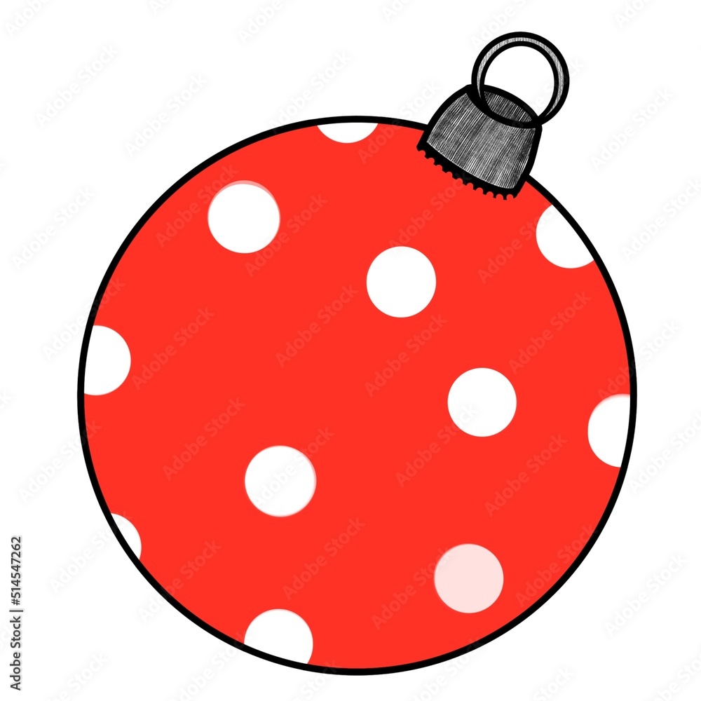 Rote Christbaumkugel mit weißen Punkten / Weihnachtsbaum - Weihnachten - Clipart Icon Sketchnote Zeichnung Rote Christbaumkugel mit weißen Punkten / Weihnachtsbaum - Weihnachten - Clipart Icon Sketchnote Zeichnung